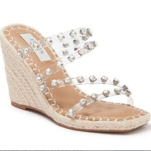 Women's Clear Wedge Sandals with Rhinestones